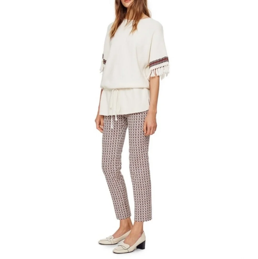 Tory Burch Ganni Fringe Knit Embroidered Top L